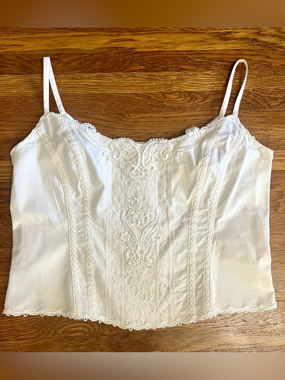 Y2k Jessica McClintock corset top white lace fairy ren fair romantic angelcore M